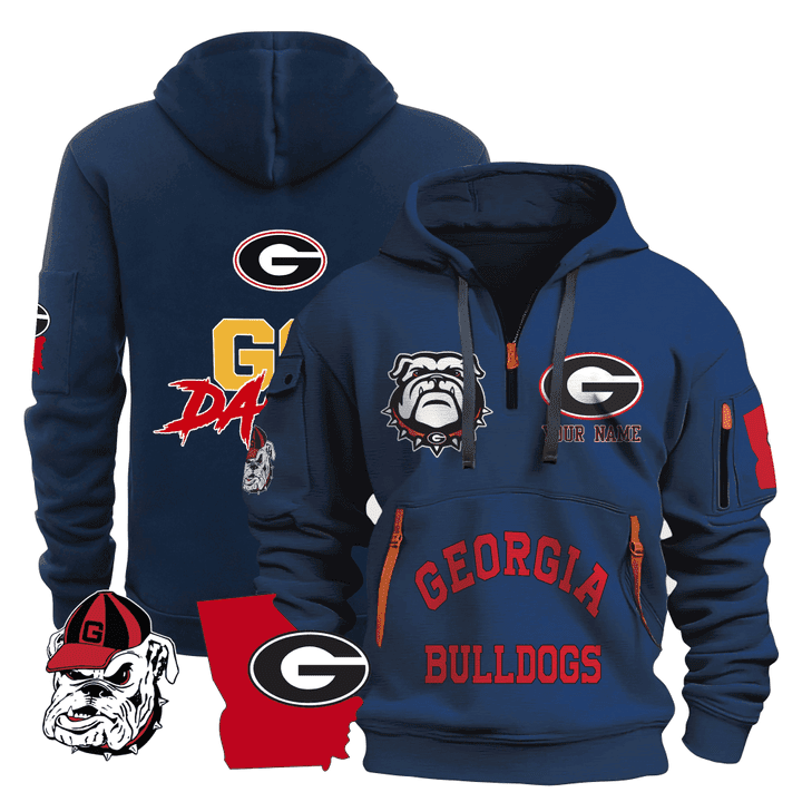 Personalized-Georgia-Bulldogs-Quarter-Zip-Hoodie-3