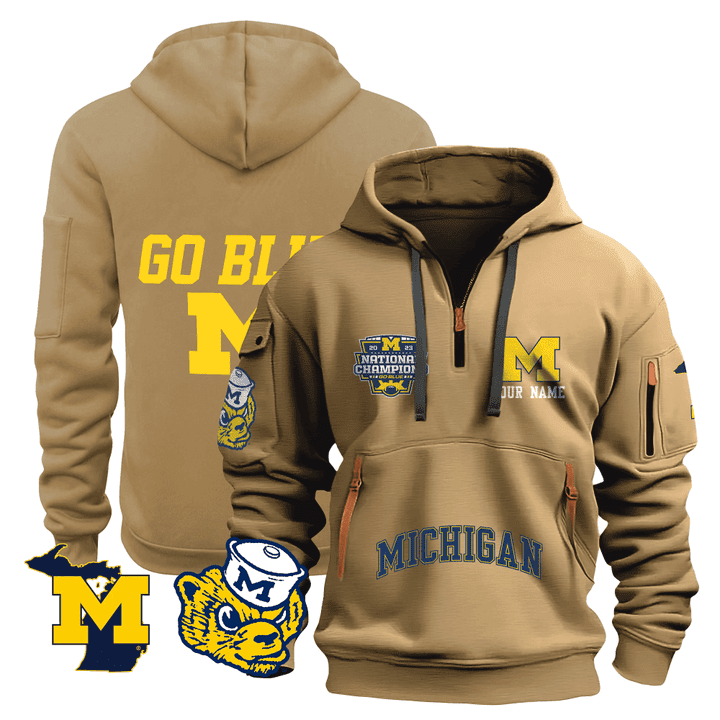 Personalized-Michigan-Wolverines-Quarter-Zip-Hoodie-1
