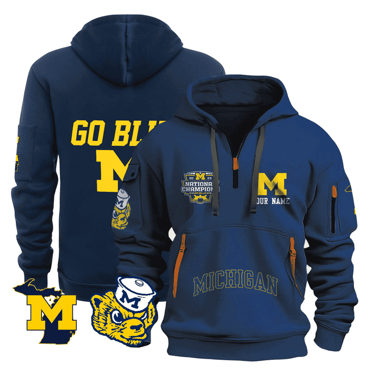 Personalized-Michigan-Wolverines-Quarter-Zip-Hoodie-3