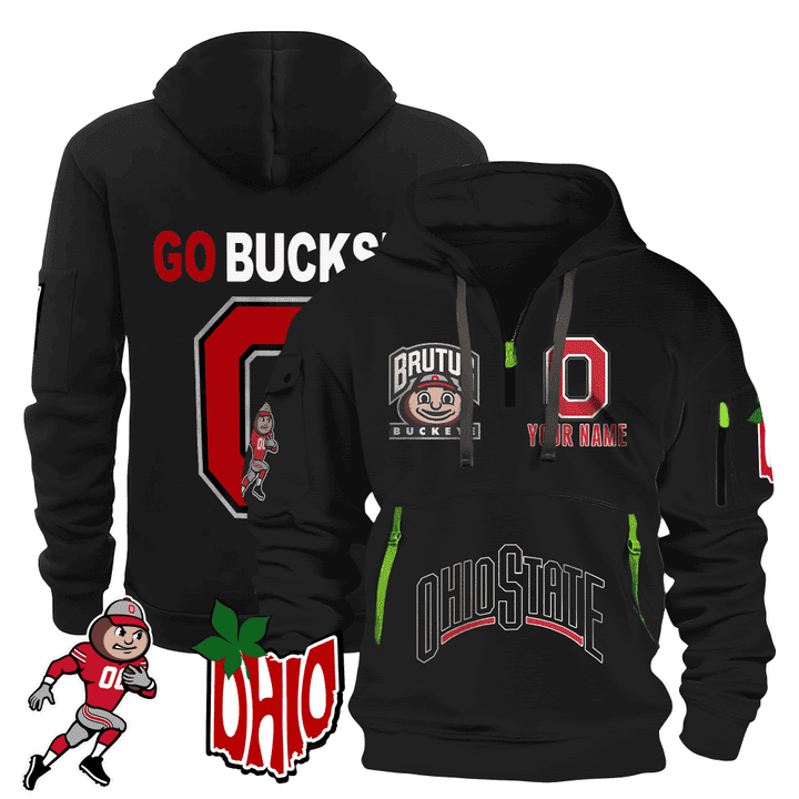 Personalized-Ohio-State-Buckeyes-Quarter-Zip-Hoodie Personalized Ohio State Buckeyes Quarter Zip Hoodie
