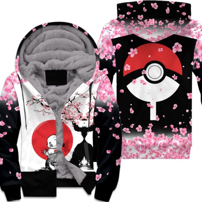 Pikachu Sasuke Uchiha Clan Japanese Blossom 3D Unisex Fleece Hoodie