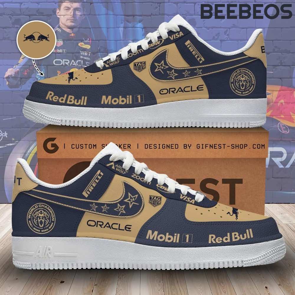Red Bull Racing Max Verstappen 2024 World Champion Air Force 1 Shoes Red Bull Racing Max Verstappen 2024 World Champion Air Force 1 Shoes