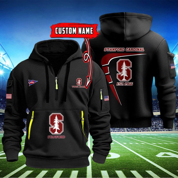 Stanford-Cardinal-Quarter-Zip-Hoodie-NCAA2058 Stanford Cardinal Quarter Zip Hoodie NCAA2058