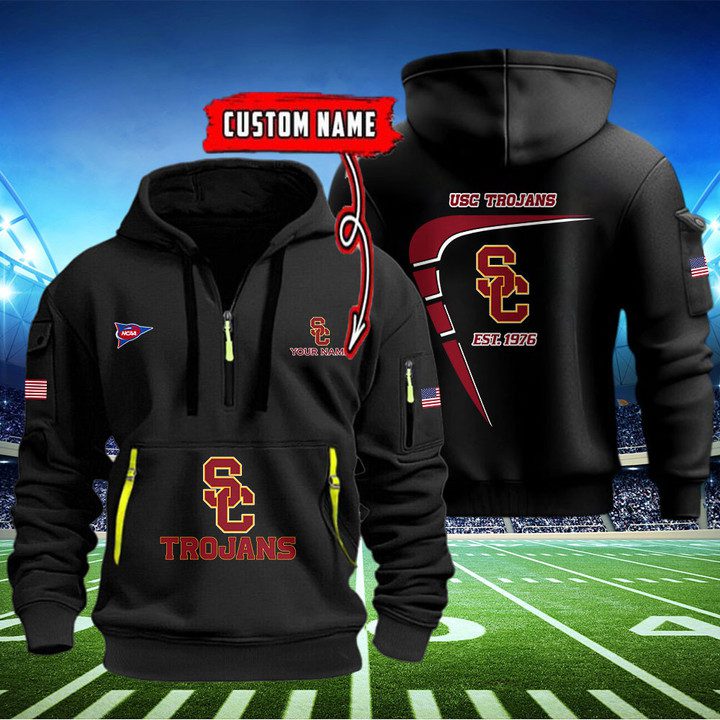 USC-Trojans-Quarter-Zip-Hoodie-NCAA2107 USC Trojans Quarter Zip Hoodie NCAA2107
