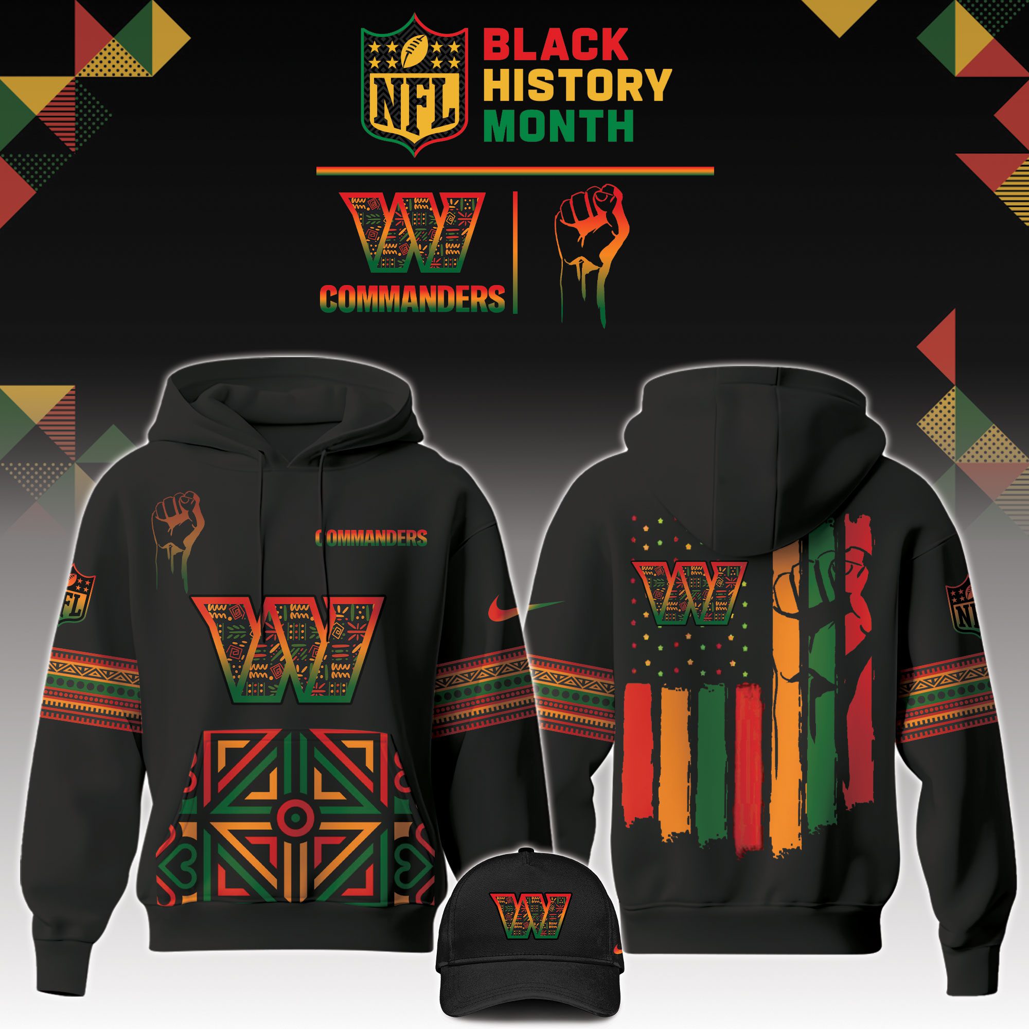 Washington-Commanders-NFL-Black-History-Month-Unisex-Hoodie-Set-GHS2030 Washington Commanders NFL Black History Month Unisex Hoodie Set GHS2030