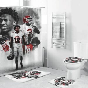 Atlanta Falcons Ridley 18 Shower Curtain Non-Slip Toilet Lid Cover Bath Mat Bathroom Set BRS2161