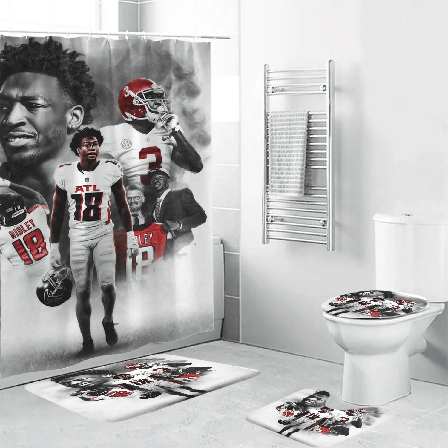 Atlanta-Falcons-Ridley-18-Shower-Curtain-Non-Slip-Toilet-Lid-Cover-Bath-Mat-Bathroom-Set-BRS2161 Atlanta Falcons Ridley 18 Shower Curtain Non-Slip Toilet Lid Cover Bath Mat Bathroom Set BRS2161