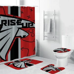 Atlanta Falcons Rise Up Shower Curtain Non-Slip Toilet Lid Cover Bath Mat Bathroom Set BRS2165