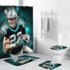 Carolina Panthers Christian Mccaffrey 22 Waterproof Shower Curtain Non-Slip Toilet Lid Cover Bath Mat Bathroom Set BRS2632