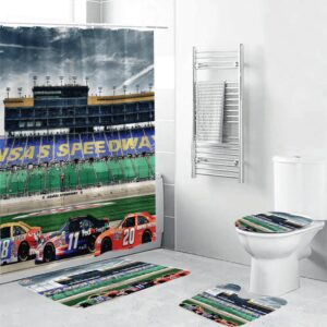 Joe Gibbs Racing Car11 Waterproof Shower Curtain Non-Slip Toilet Lid Cover Bath Mat Bathroom Set BRS2965