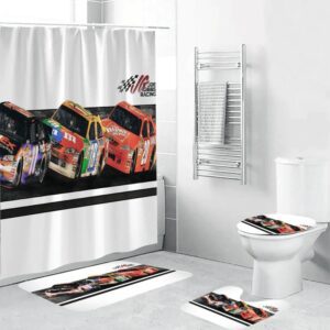 Joe Gibbs Racing Car13 Waterproof Shower Curtain Non-Slip Toilet Lid Cover Bath Mat Bathroom Set BRS2622