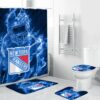 New York Rangers Legend Shower Curtain Non-Slip Toilet Lid Cover Bath Mat Bathroom Set BRS2034