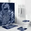 New York Yankees Legend Shower Curtain Non-Slip Toilet Lid Cover Bath Mat Bathroom Set BRS2044
