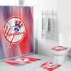 New York Yankees Logo Purple Pink 3D Bathroom Sets With Waterproof Shower Curtains And Bath Mat Sets BRS2590