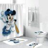 New York Yankees Mickey Wearing Uniform 3D Bathroom Sets With Waterproof Shower Curtains And Bath Mat Sets BRS2695