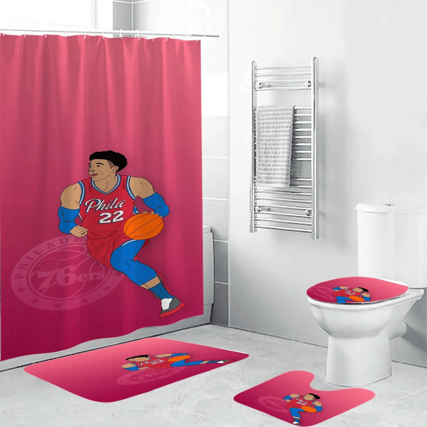 Philadelphia-76ers-Matisse-Thybulle-Pink-Bathroom-Set-BRS2840 Philadelphia 76ers Matisse Thybulle Pink Bathroom Set BRS2840