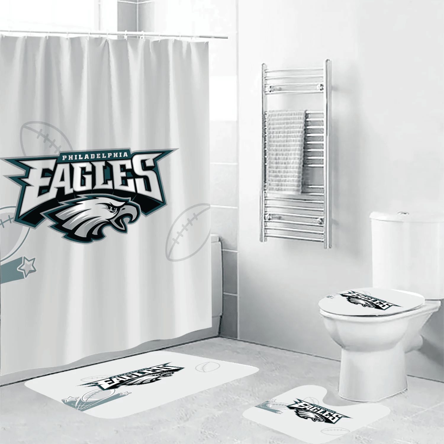 Philadelphia-Eagles-Symbols-Waterproof-Shower-Curtain-Non-Slip-Toilet-Lid-Cover-Bath-Mat-Bathroom-Set-BRS2584 Philadelphia Eagles Symbols Waterproof Shower Curtain Non-Slip Toilet Lid Cover Bath Mat Bathroom Set BRS2584