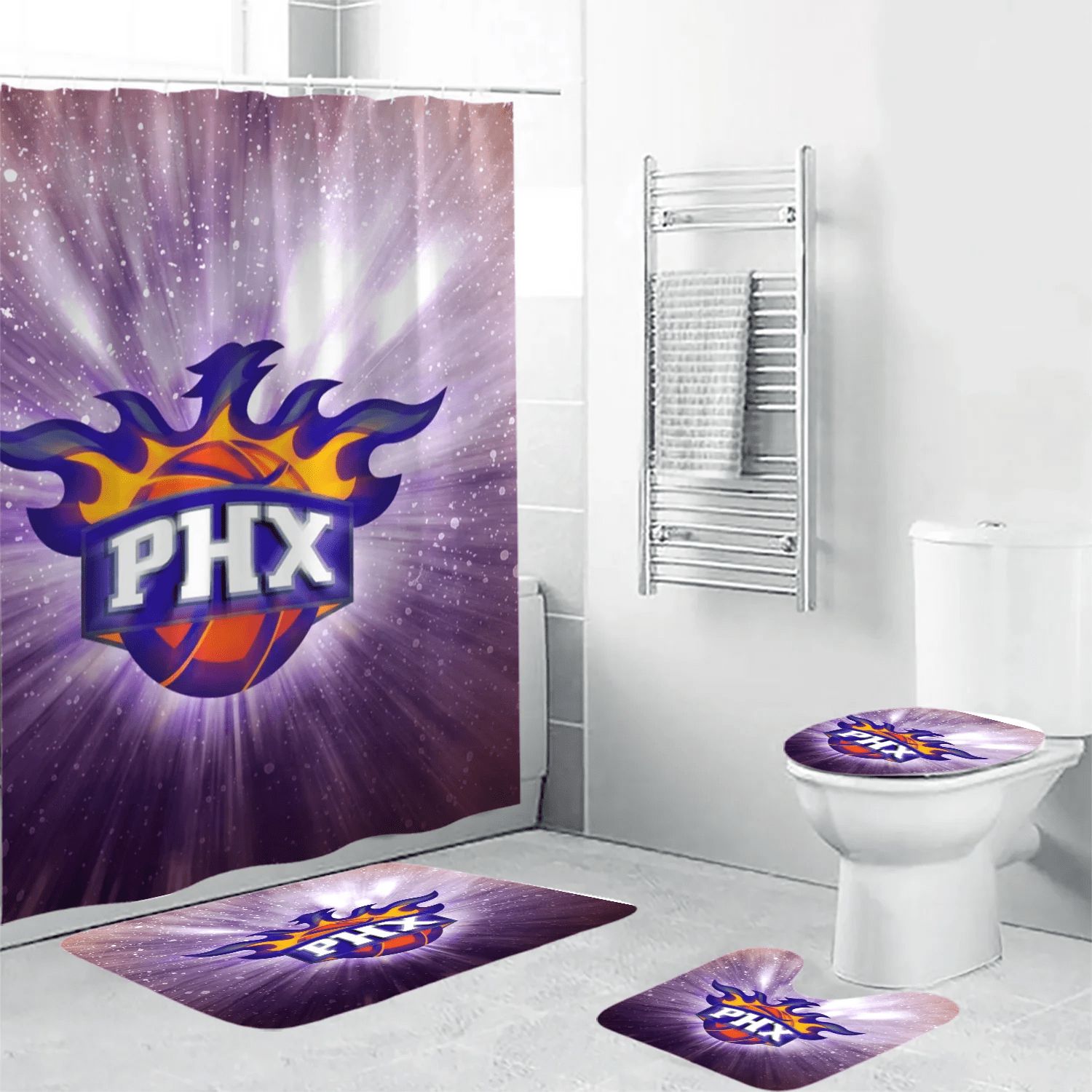 Phoenix-Suns-Emblem-Waterproof-Shower-Curtain-Non-Slip-Toilet-Lid-Cover-Bath-Mat-Bathroom-Set-BRS4723 Phoenix Suns Emblem Waterproof Shower Curtain Non-Slip Toilet Lid Cover Bath Mat Bathroom Set BRS4723