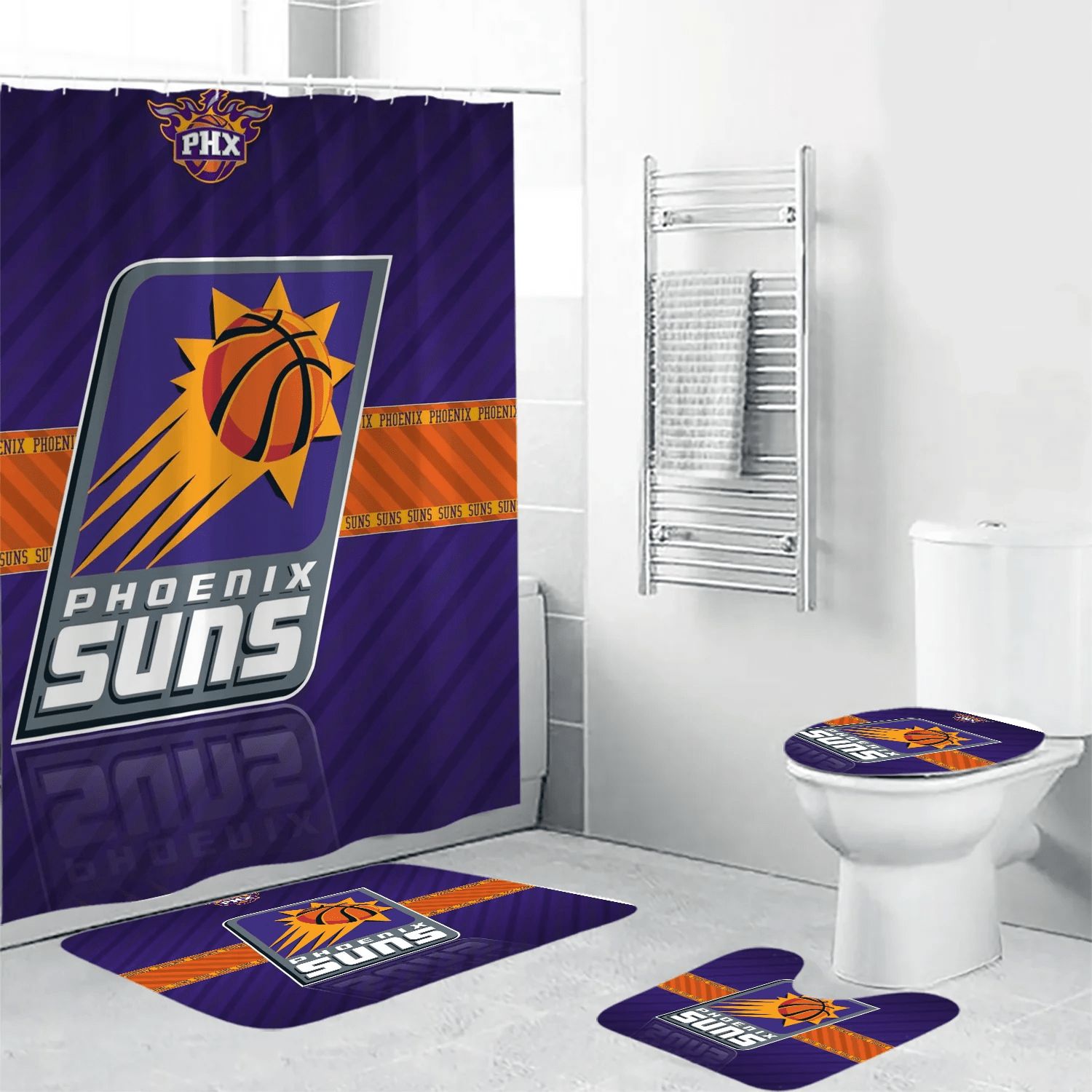 Phoenix-Suns-Emblem-Waterproof-Shower-Curtain-Non-Slip-Toilet-Lid-Cover-Bath-Mat-Bathroom-Set-BRS4735 Phoenix Suns Emblem Waterproof Shower Curtain Non-Slip Toilet Lid Cover Bath Mat Bathroom Set BRS4735
