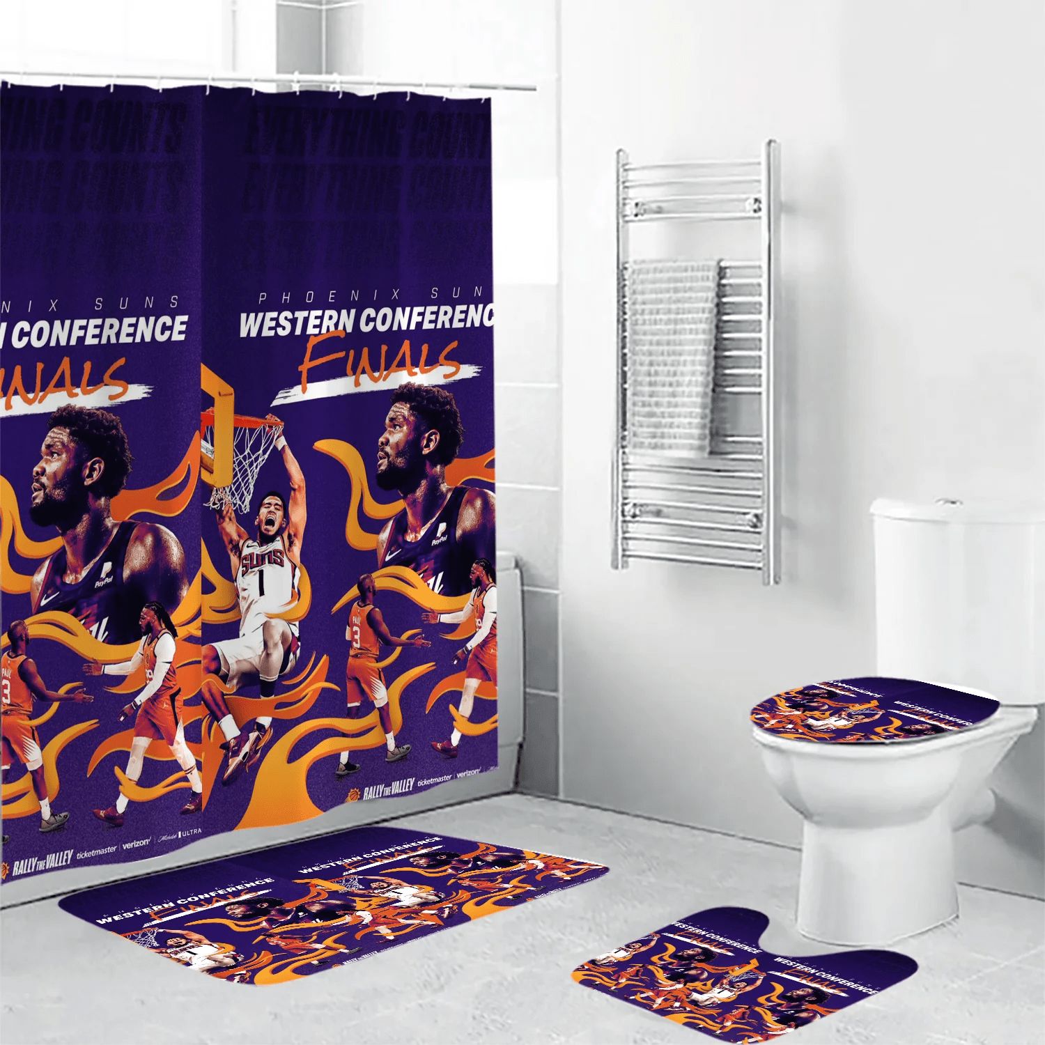 Phoenix-Suns-Team-Waterproof-Shower-Curtain-Non-Slip-Toilet-Lid-Cover-Bath-Mat-Bathroom-Set-BRS4742 Phoenix Suns Team Waterproof Shower Curtain Non-Slip Toilet Lid Cover Bath Mat Bathroom Set BRS4742