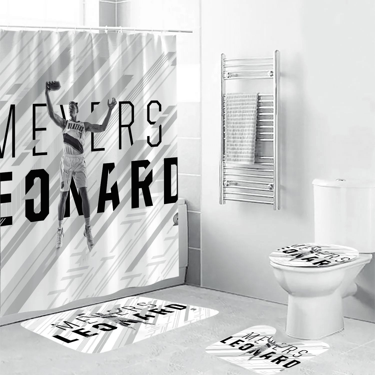 Portland-Trail-Blazers-Meyers-Leonard1-Waterproof-Shower-Curtain-Non-Slip-Toilet-Lid-Cover-Bath-Mat-Bathroom-Set-BRS4729 Portland Trail Blazers Meyers Leonard1 Waterproof Shower Curtain Non-Slip Toilet Lid Cover Bath Mat Bathroom Set BRS4729