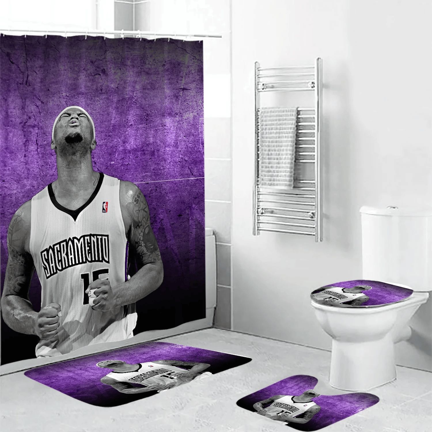 Sacramento-Kings-DeMarcus-Cousins-15-Waterproof-Shower-Curtain-Non-Slip-Toilet-Lid-Cover-Bath-Mat-Bathroom-Set-BRS2803 Sacramento Kings DeMarcus Cousins 15 Waterproof Shower Curtain Non-Slip Toilet Lid Cover Bath Mat Bathroom Set BRS2803