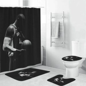 San Antonio Spurs LaMarcus Aldridge1 Waterproof Shower Curtain Non-Slip Toilet Lid Cover Bath Mat Bathroom Set BRS2607