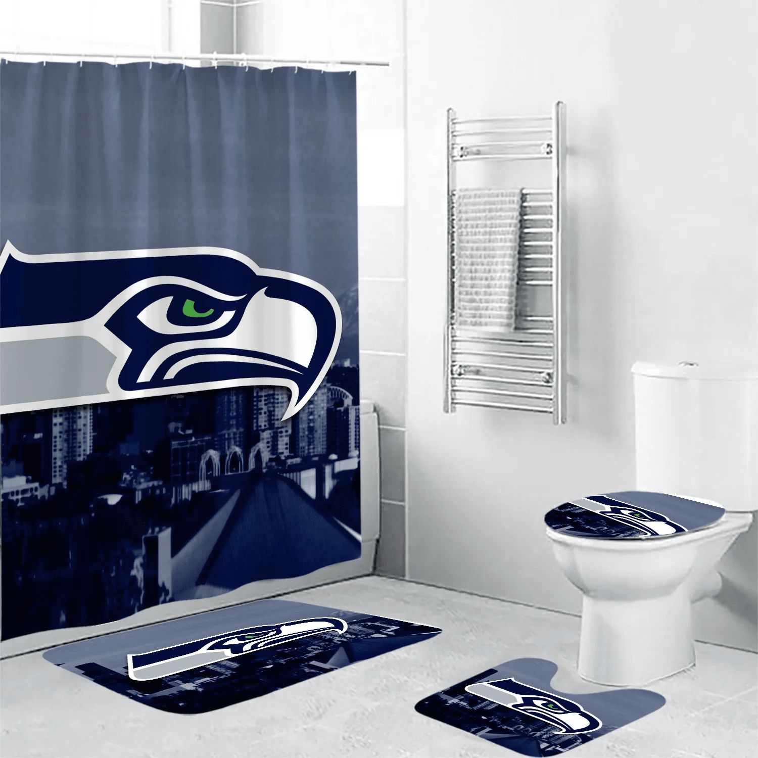 Seattle-Seahawks-City-Shower-Curtain-Non-Slip-Toilet-Lid-Cover-Bath-Mat-Bathroom-Set-BRS2001 Seattle Seahawks City Shower Curtain Non-Slip Toilet Lid Cover Bath Mat Bathroom Set BRS2001