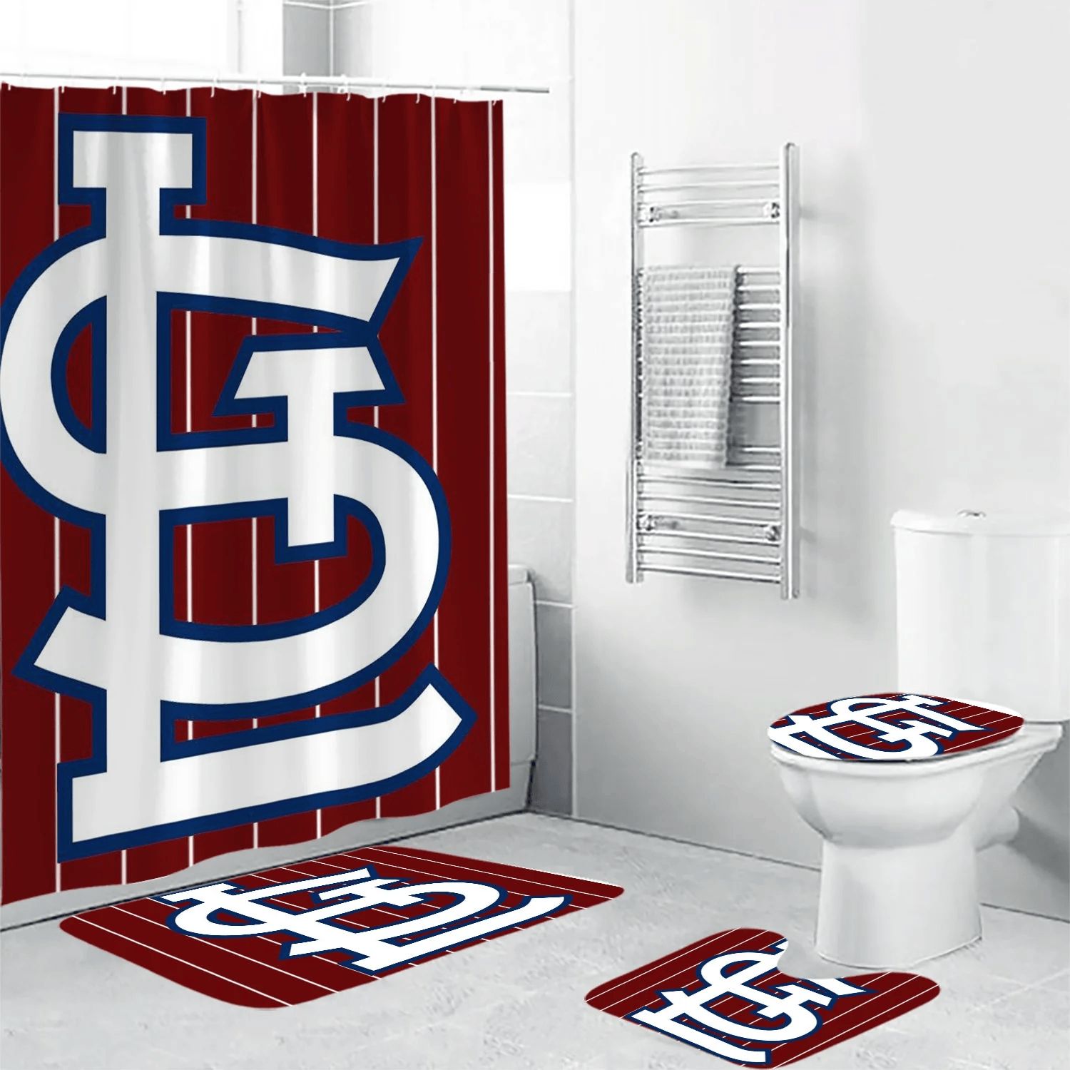 St.-Louis-Cardinals-Logo-White-Striped-3D-Bathroom-Sets-With-Waterproof-Shower-Curtains-And-Bath-Mat-Sets-BRS2669 St. Louis Cardinals Logo White Striped 3D Bathroom Sets With Waterproof Shower Curtains And Bath Mat Sets BRS2669