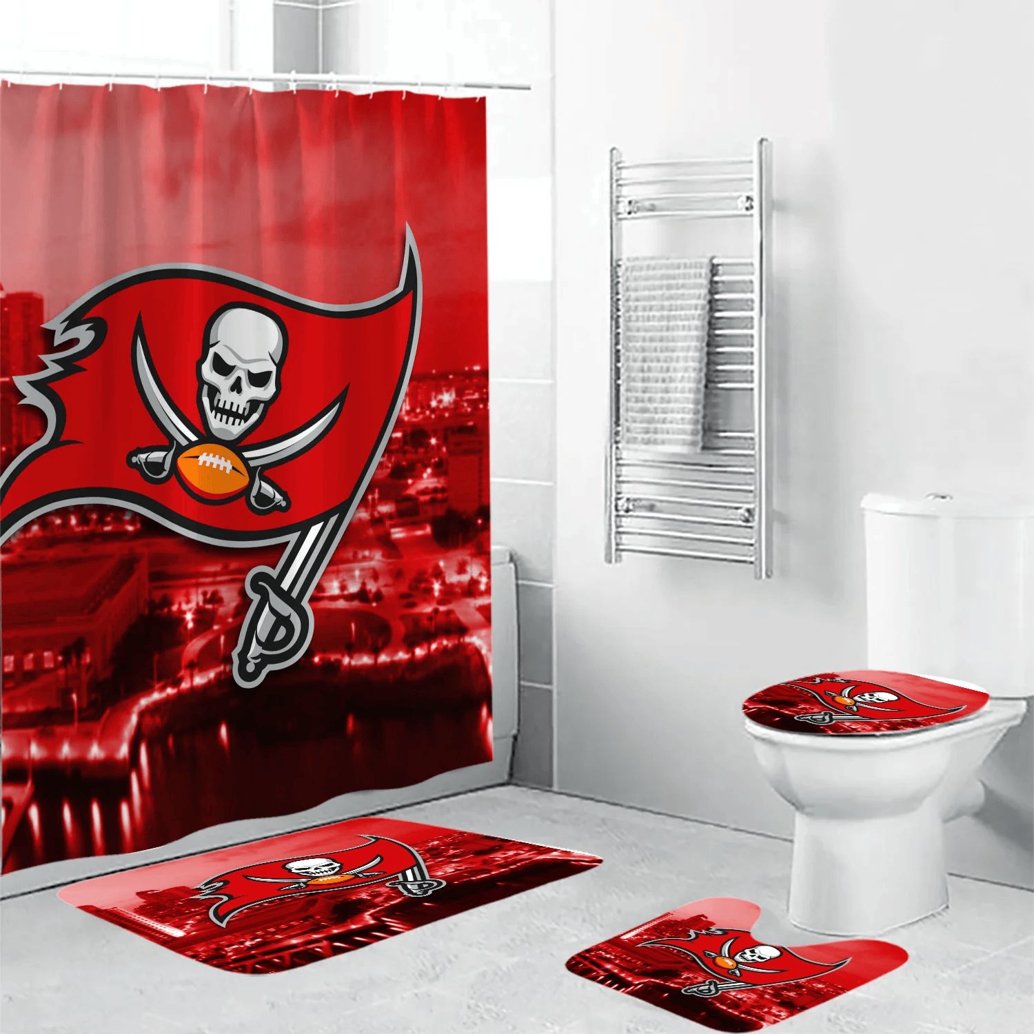 Tampa-Bay-Buccaneers-City-Shower-Curtain-Non-Slip-Toilet-Lid-Cover-Bath-Mat-Bathroom-Set-BRS2036 Tampa Bay Buccaneers City Shower Curtain Non-Slip Toilet Lid Cover Bath Mat Bathroom Set BRS2036