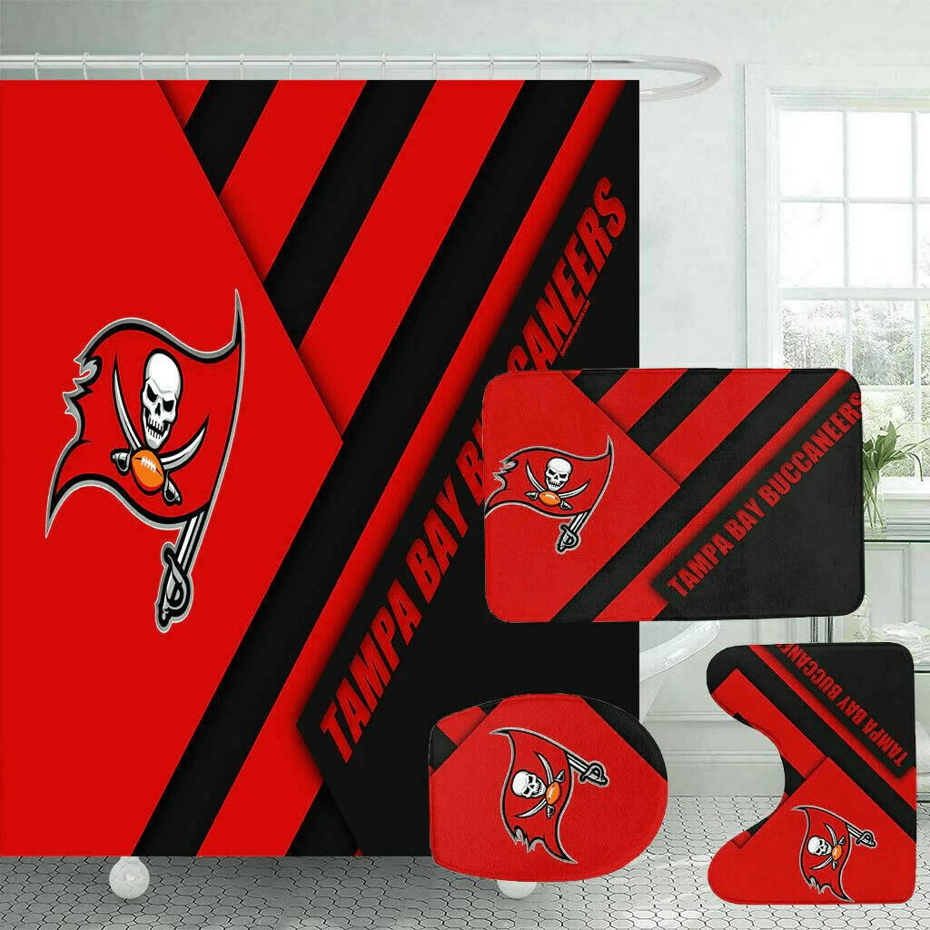 Tampa-Bay-Buccaneers-Logo-Waterproof-Shower-Curtain-Non-Slip-Toilet-Lid-Cover-Bath-Mat-Bathroom-Set-BRS4183 Tampa Bay Buccaneers Logo Waterproof Shower Curtain Non-Slip Toilet Lid Cover Bath Mat Bathroom Set BRS4183