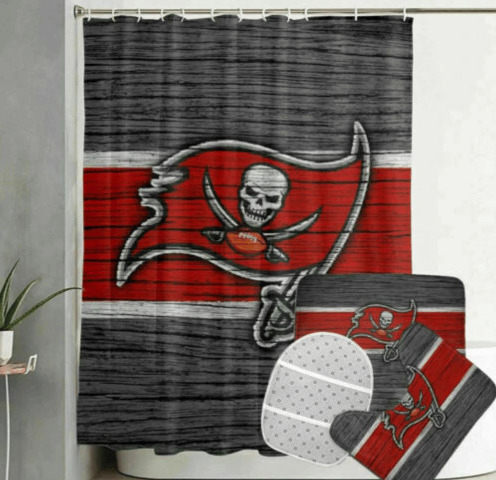 Tampa-Bay-Buccaneers-Wood-Background-Logo-Waterproof-Shower-Curtain-Non-Slip-Toilet-Lid-Cover-Bath-Mat-Bathroom-Set-BRS4163 Tampa Bay Buccaneers Wood Background Logo Waterproof Shower Curtain Non-Slip Toilet Lid Cover Bath Mat Bathroom Set BRS4163