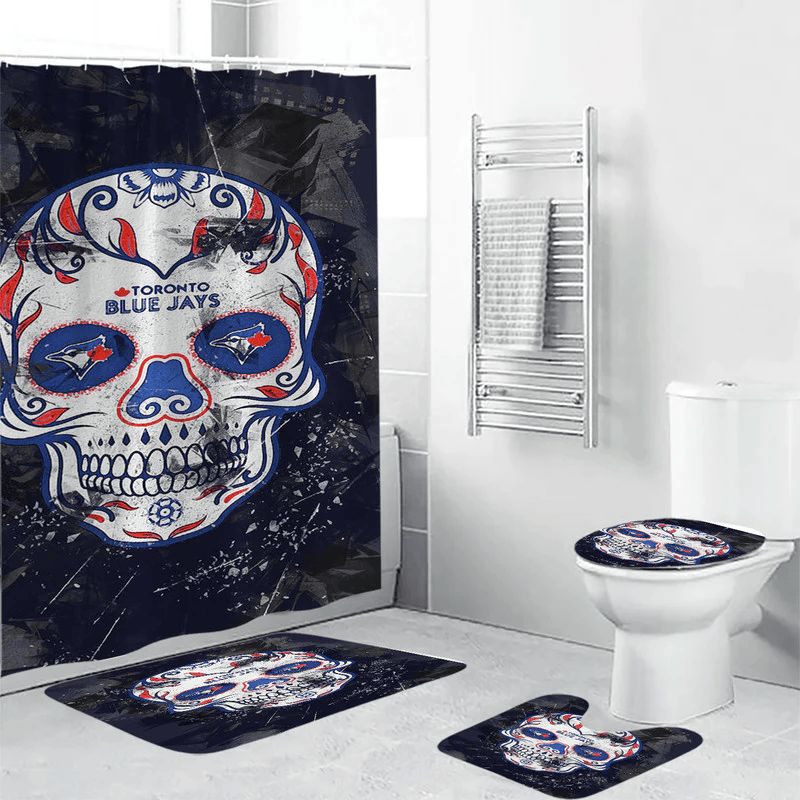 Toronto-Blue-Jays-Russell-Skull-Purple-Waterproof-Shower-Curtain-Non-Slip-Toilet-Lid-Cover-Bath-Mat-Bathroom-Set-BRS2154 Toronto Blue Jays Russell Skull Purple Waterproof Shower Curtain Non-Slip Toilet Lid Cover Bath Mat Bathroom Set BRS2154