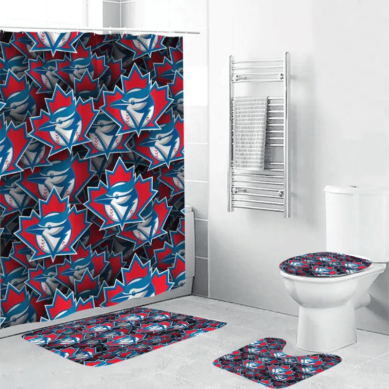 Toronto-Blue-Jays2-Waterproof-Shower-Curtain-Non-Slip-Toilet-Lid-Cover-Bath-Mat-Bathroom-Set-BRS2151 Toronto Blue Jays2 Waterproof Shower Curtain Non-Slip Toilet Lid Cover Bath Mat Bathroom Set BRS2151