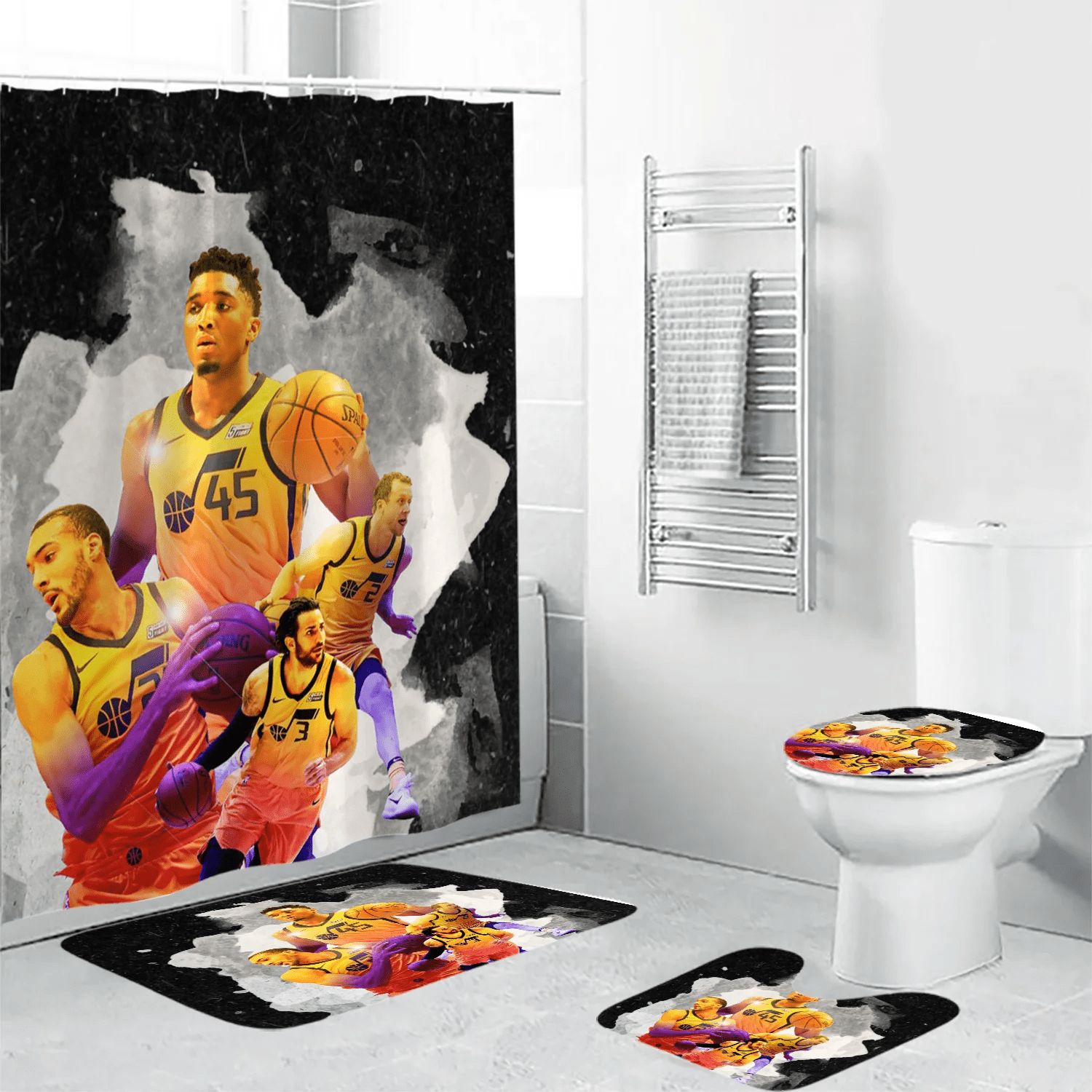 Utah-Jazz-Players-Waterproof-Shower-Curtain-Non-Slip-Toilet-Lid-Cover-Bath-Mat-Bathroom-Set-BRS4720 Utah Jazz Players Waterproof Shower Curtain Non-Slip Toilet Lid Cover Bath Mat Bathroom Set BRS4720