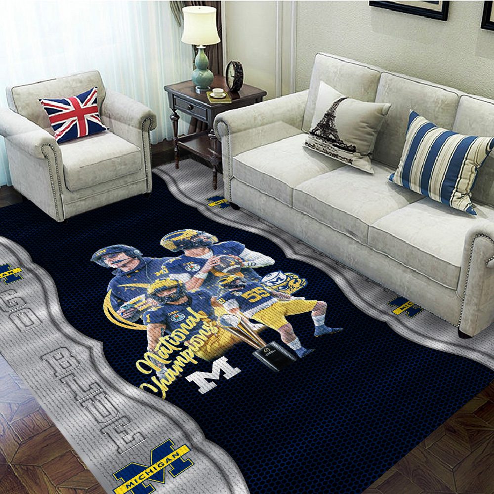 Michigan-Wolverines-Football-Rectangular-Rug-Floor-Decor-GRR1123 Michigan Wolverines Football Rectangular Rug Floor Decor GRR1123