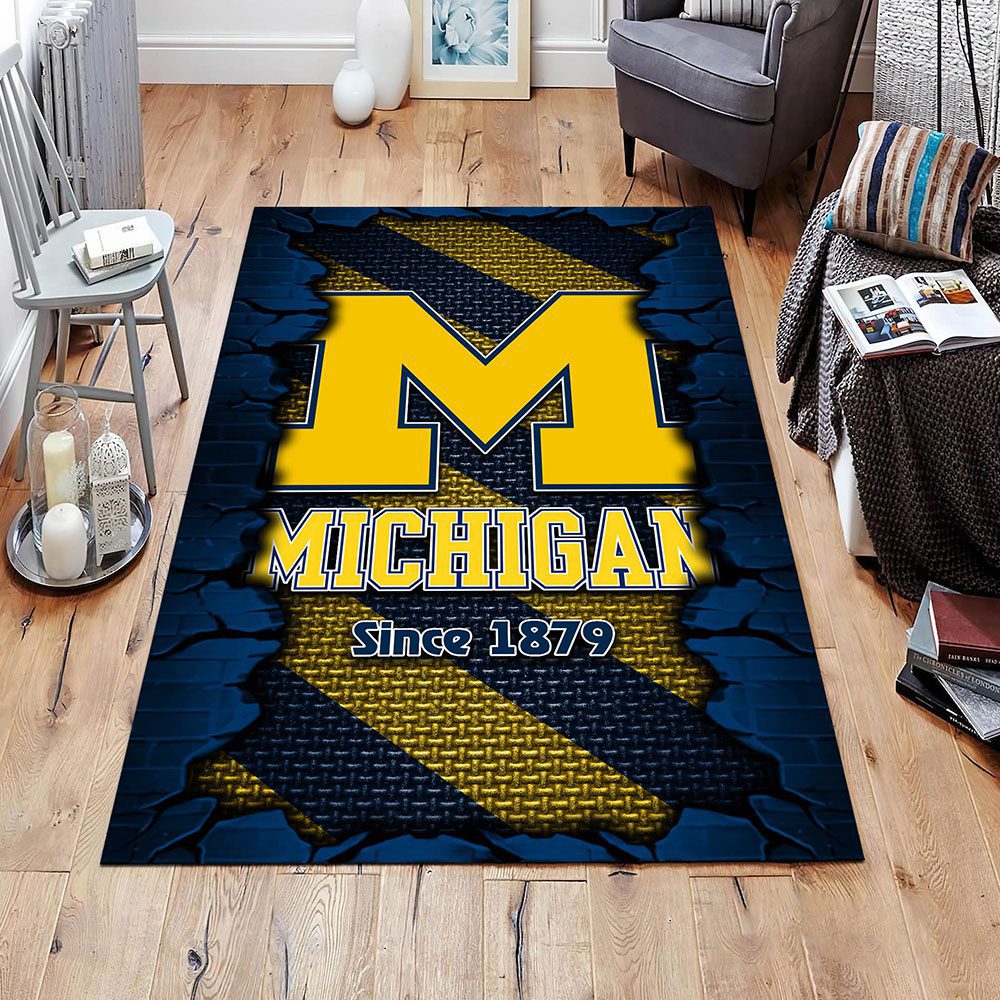 Michigan-Wolverines-Football-Rectangular-Rug-Floor-Decor-GRR1127 Michigan Wolverines Football Rectangular Rug Floor Decor GRR1127