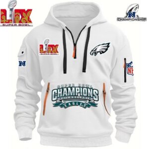 NFL Super Bowl LIX 2025 Champion Philadelphia Eagles Hoodie Half Zipper PQH1000