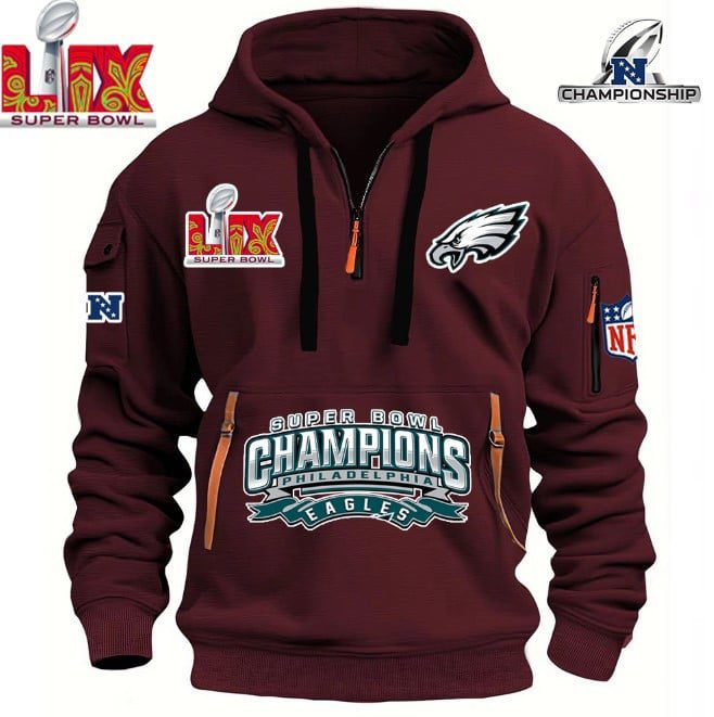 NFL-Super-Bowl-LIX-2025-Champion-Philadelphia-Eagles-Hoodie-Half-Zipper-PQH1000-6