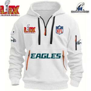 NFL Super Bowl LIX 2025 Champion Philadelphia Eagles Hoodie Half Zipper PQH1001