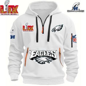 NFL Super Bowl LIX 2025 Champion Philadelphia Eagles Hoodie Half Zipper PQH1002