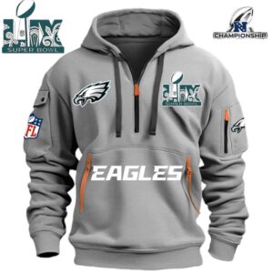 NFL Super Bowl LIX 2025 Champion Philadelphia Eagles Hoodie Half Zipper PQH1003