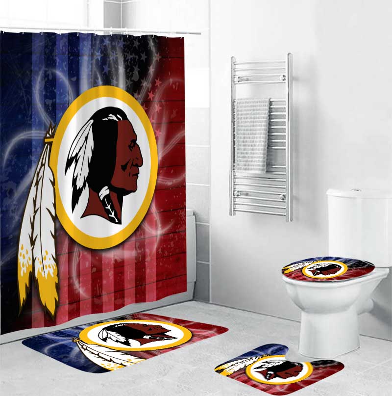 Washington Commanders USA Flag 3 Background Logo Waterproof Shower Curtain Non-Slip Toilet Lid Cover Bath Mat Bathroom Set BRS4164 Washington Commanders USA Flag 3 Background Logo Waterproof Shower Curtain Non-Slip Toilet Lid Cover Bath Mat Bathroom Set BRS4164