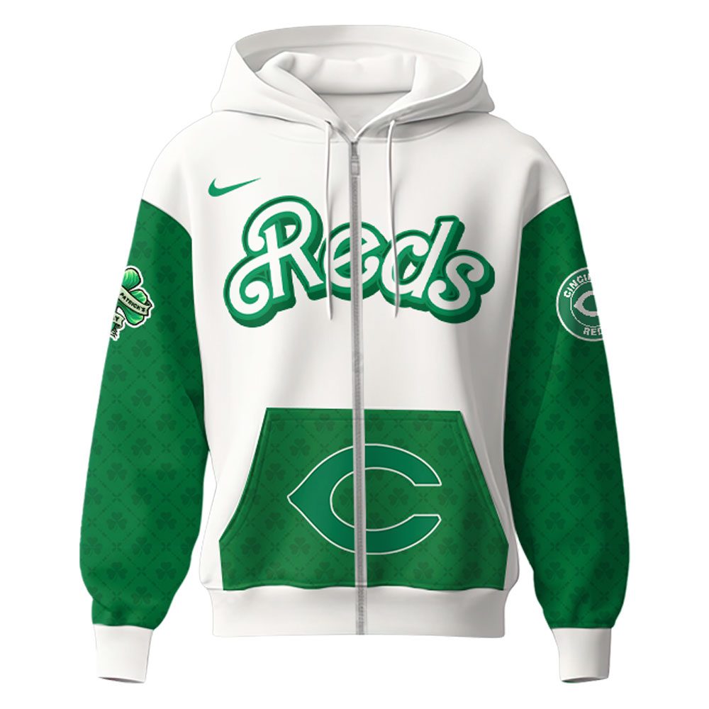 Cincinnati-Reds-MLB-x-St.-Patricks-Day-Limited-Edition-Performance-Zip-Hoodie-2025 Cincinnati Reds MLB x St. Patrick's Day Limited Edition Performance Zip Hoodie 2025