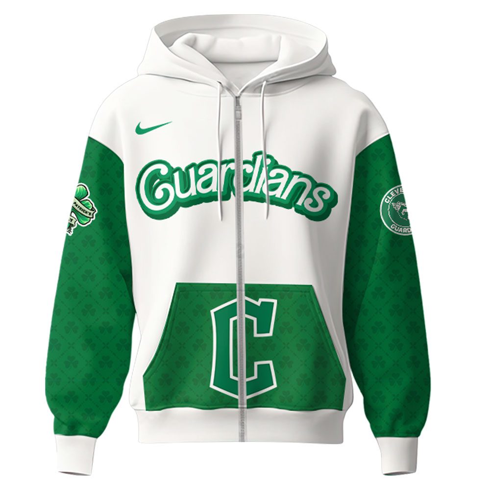 Cleveland-Guardians-MLB-x-St.-Patricks-Day-Limited-Edition-Performance-Zip-Hoodie-2025 Cleveland Guardians MLB x St. Patrick's Day Limited Edition Performance Zip Hoodie 2025