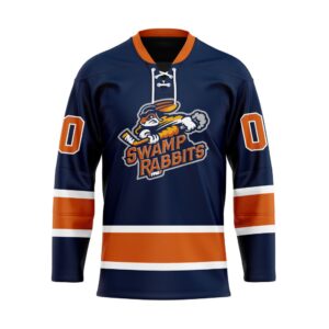 ECHL Greenville Swamp Rabbits Personalized Navy Lace Hockey Jersey