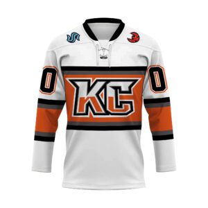 ECHL Kansas City Mavericks Personalized White Lace Hockey Jersey