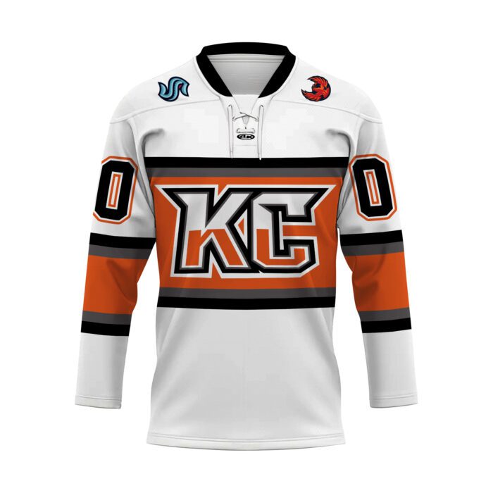 ECHL Kansas City Mavericks Personalized White Lace Hockey Jersey