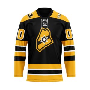 ECHL Maine Mariners Personalized Black Lace Hockey Jersey