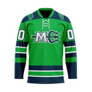 ECHL Maine Mariners Personalized Green Lace Hockey Jersey
